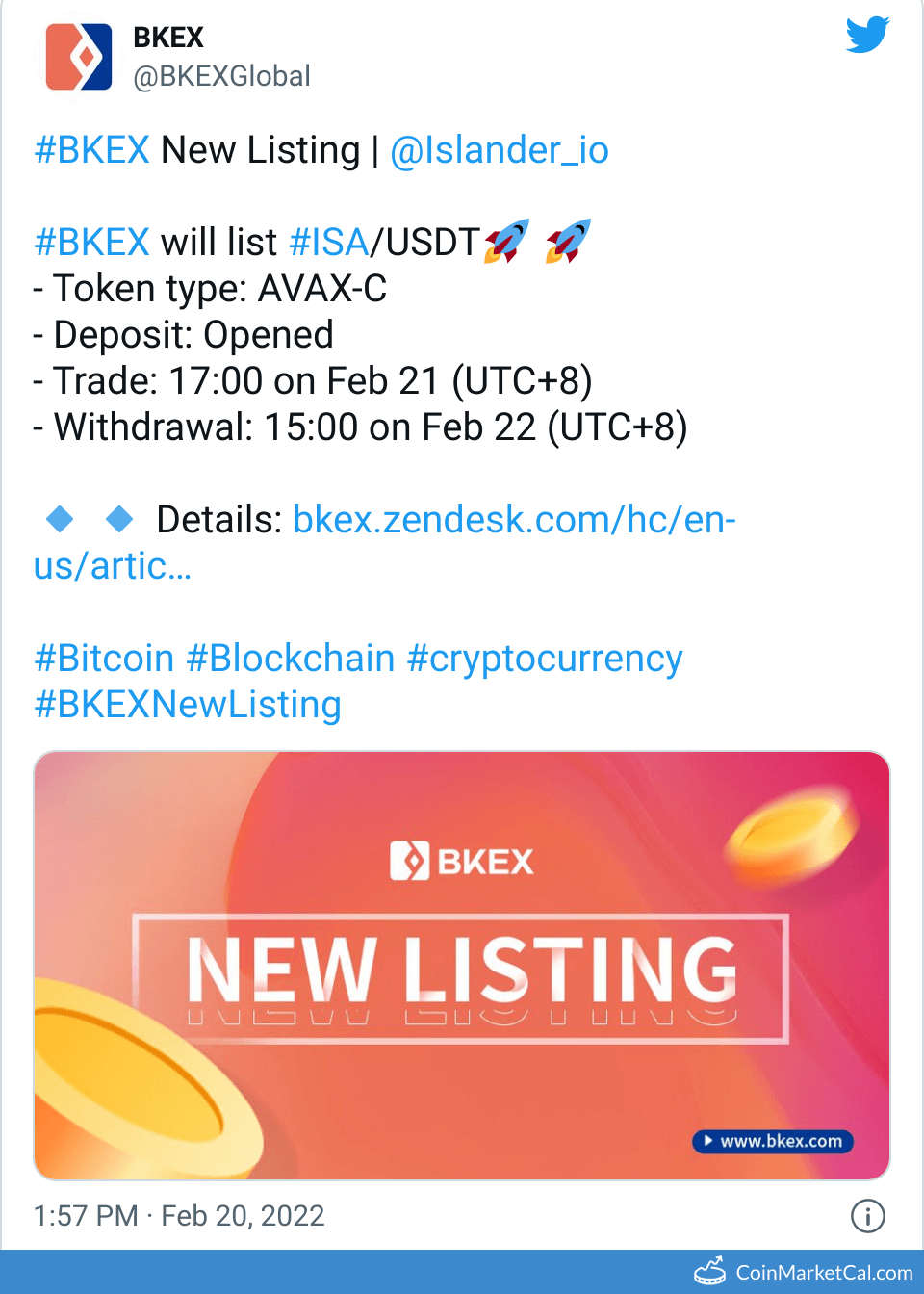 BKEX Listing