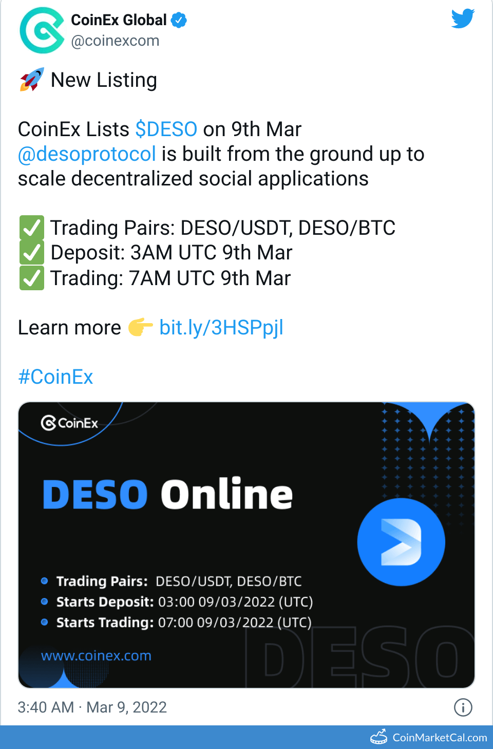 CoinEx Listing