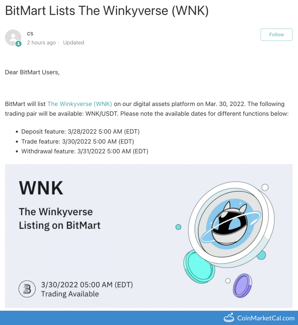 BitMart Listing