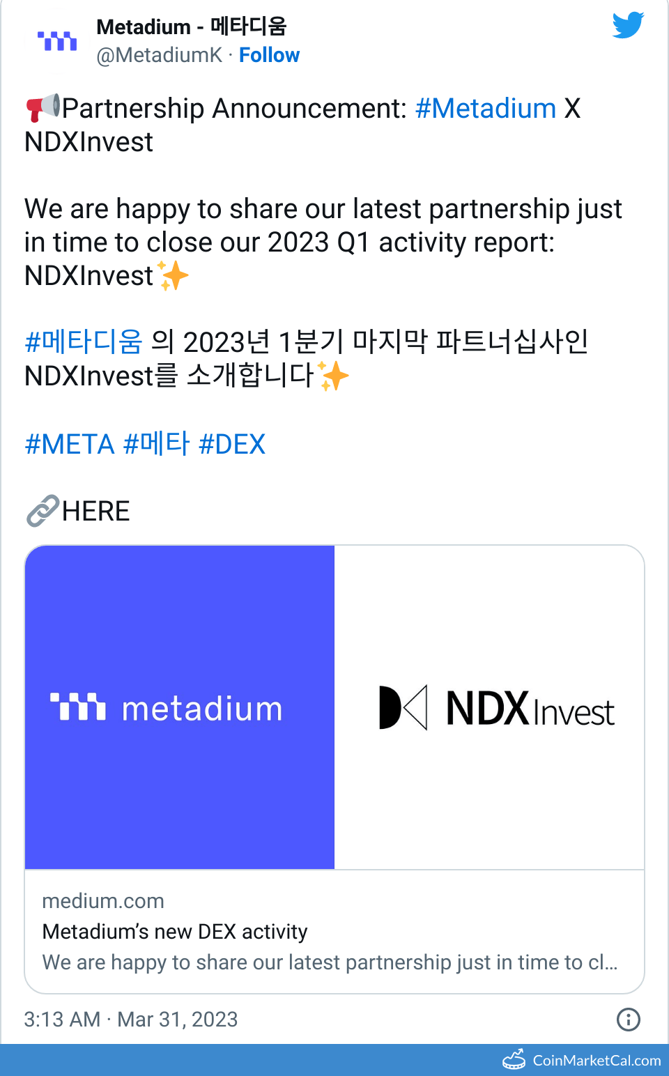 Partnership w/ NDXInvest