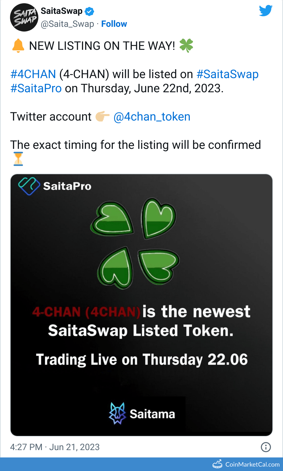 SaitaSwap (BSC) Listing