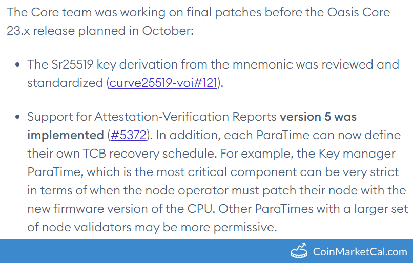 Oasis Core 23.x Release
