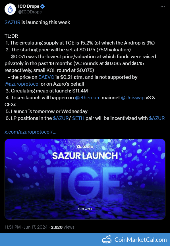 AZUR Token Launch