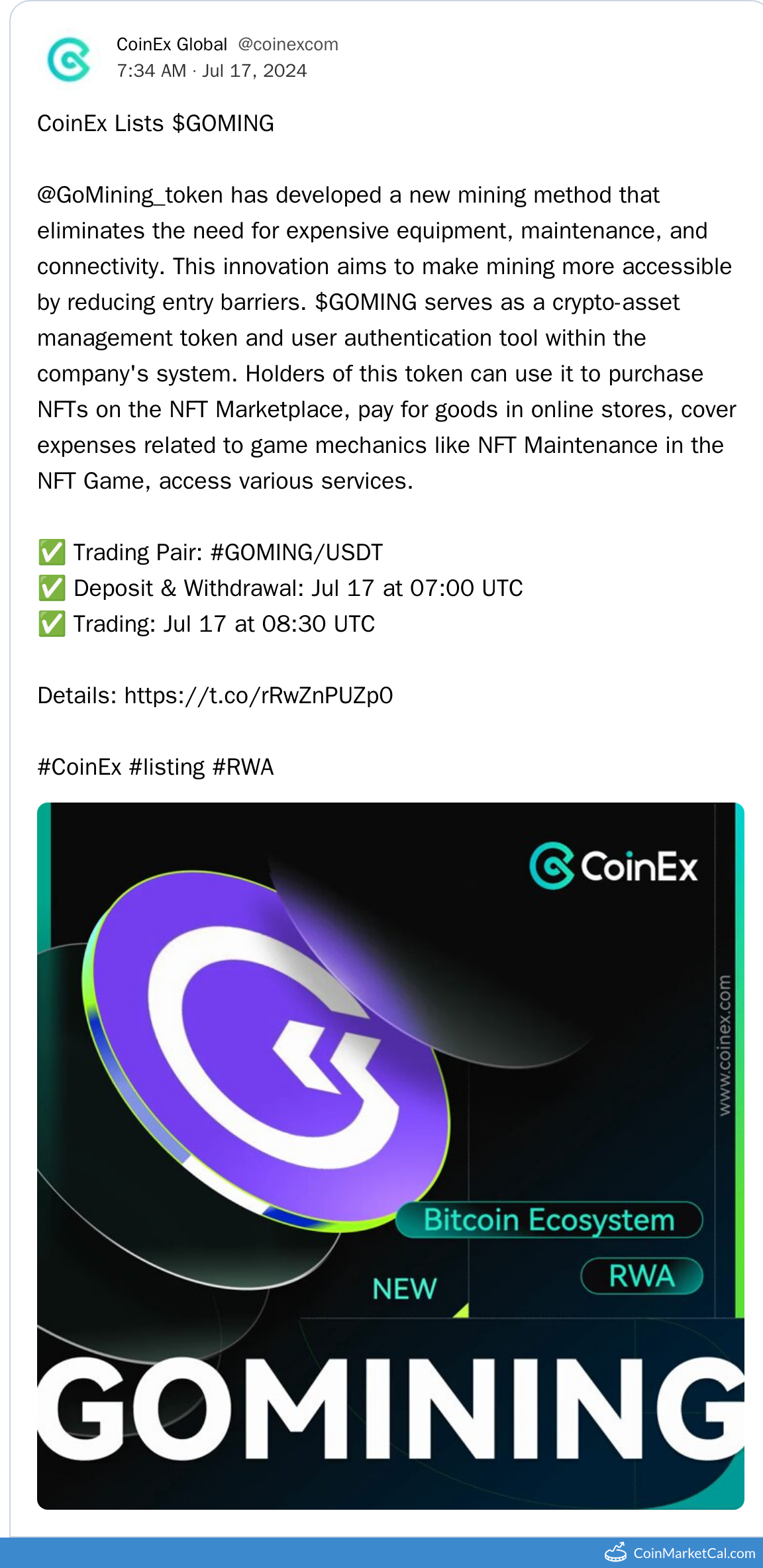 CoinEx Listing