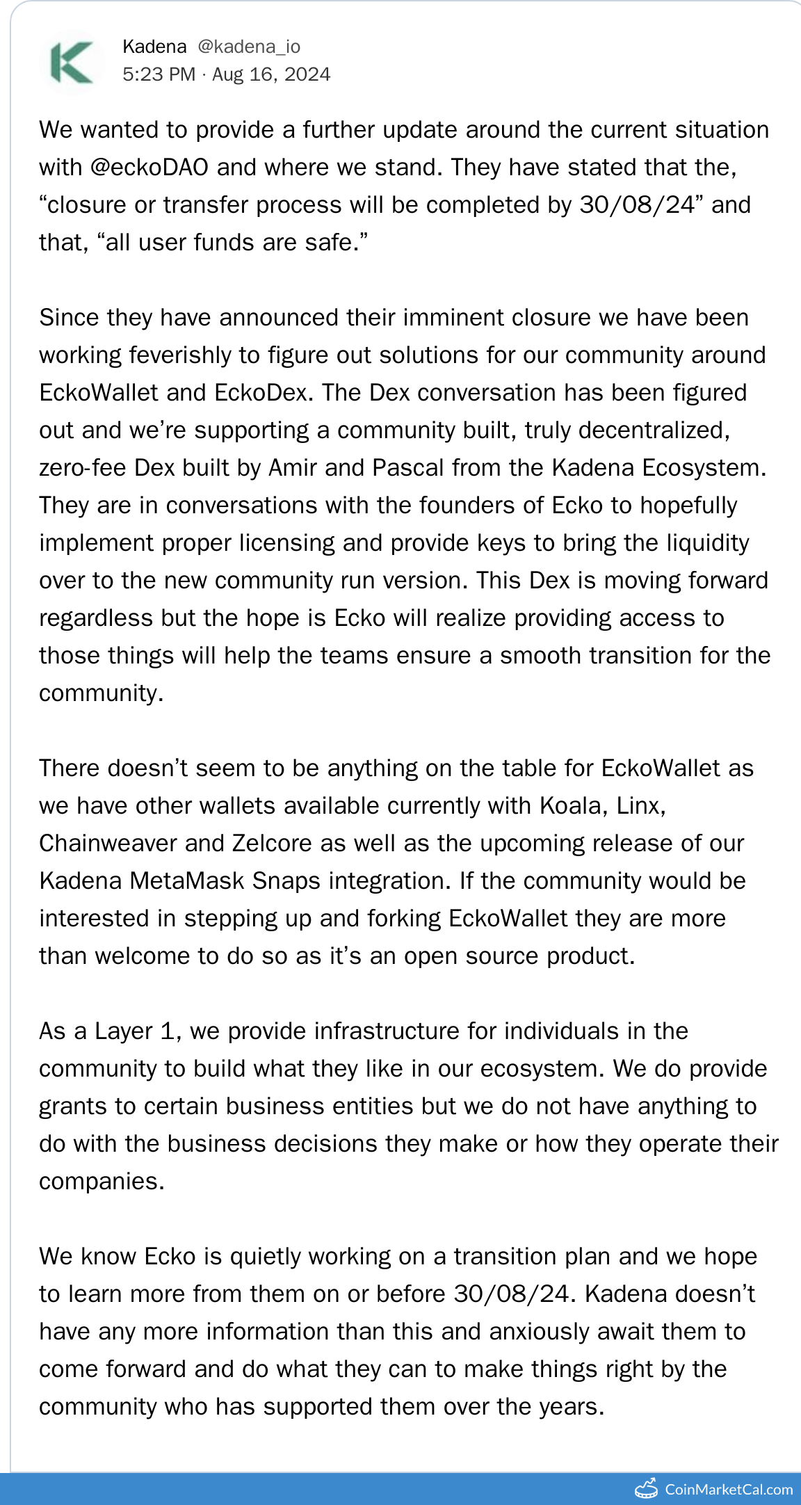 EckoDex Transition