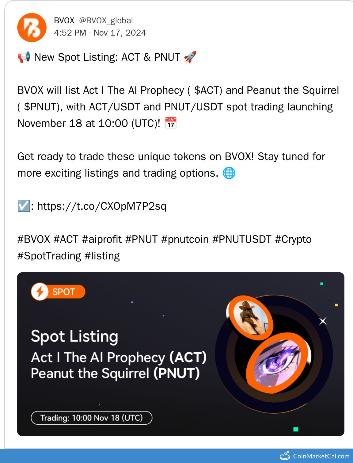 BVOX Listing