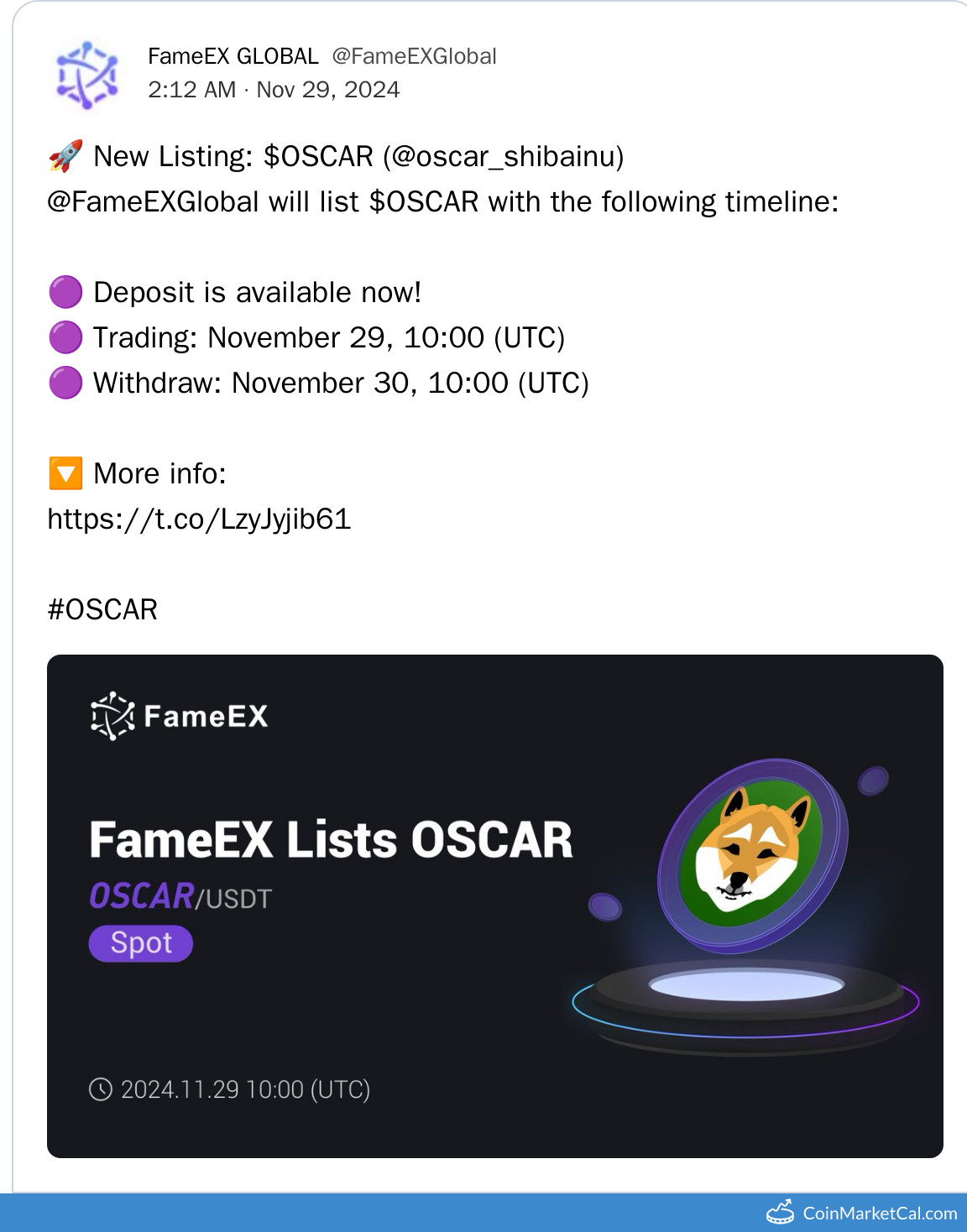 FameEX Listing