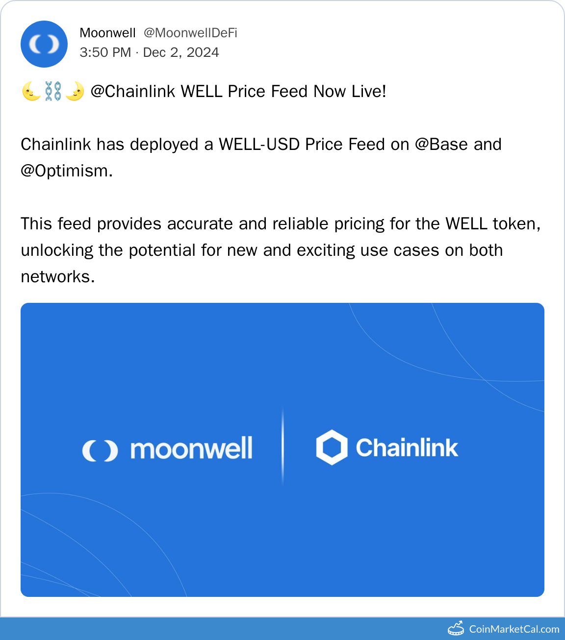 Chainlink WELL Feed