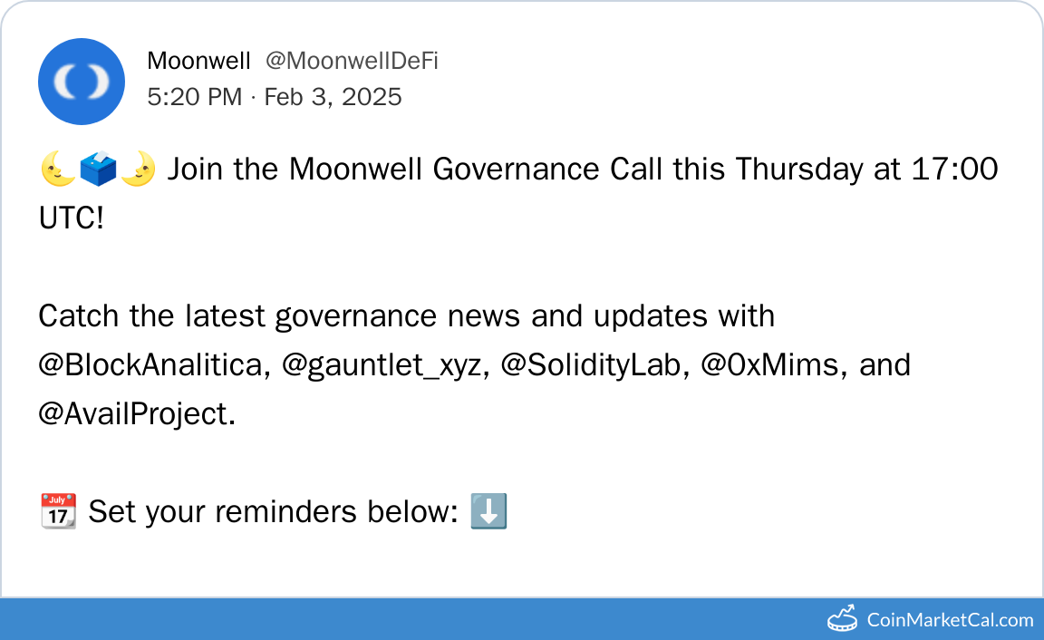Moonwell Governance Call