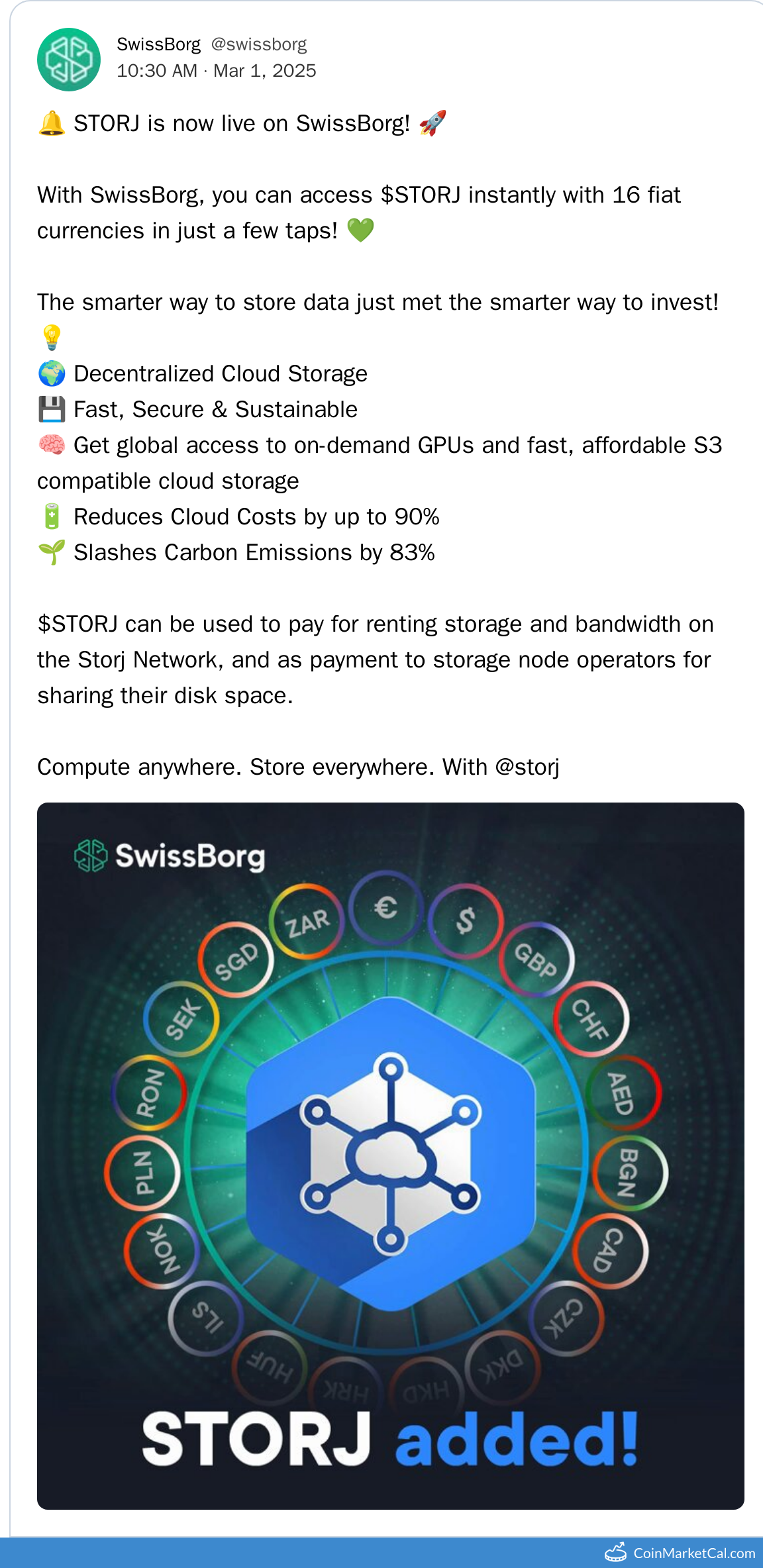 SwissBorg Listing