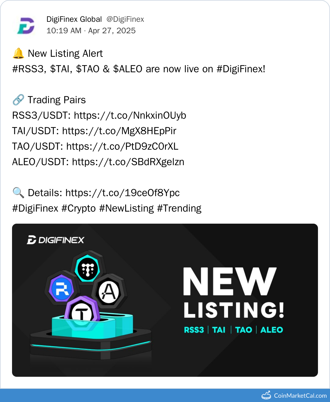 DigiFinex Listing