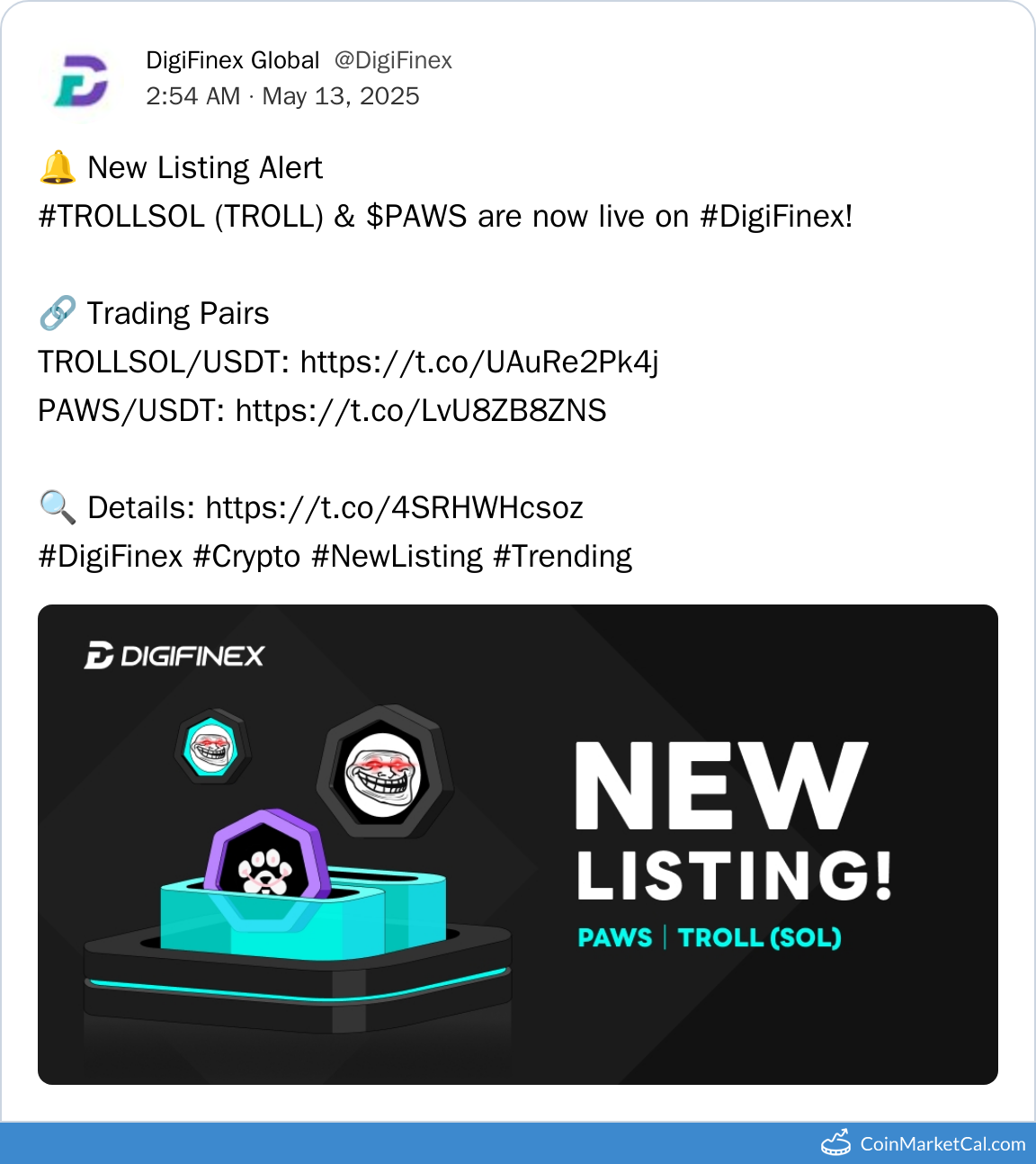 DigiFinex Listing