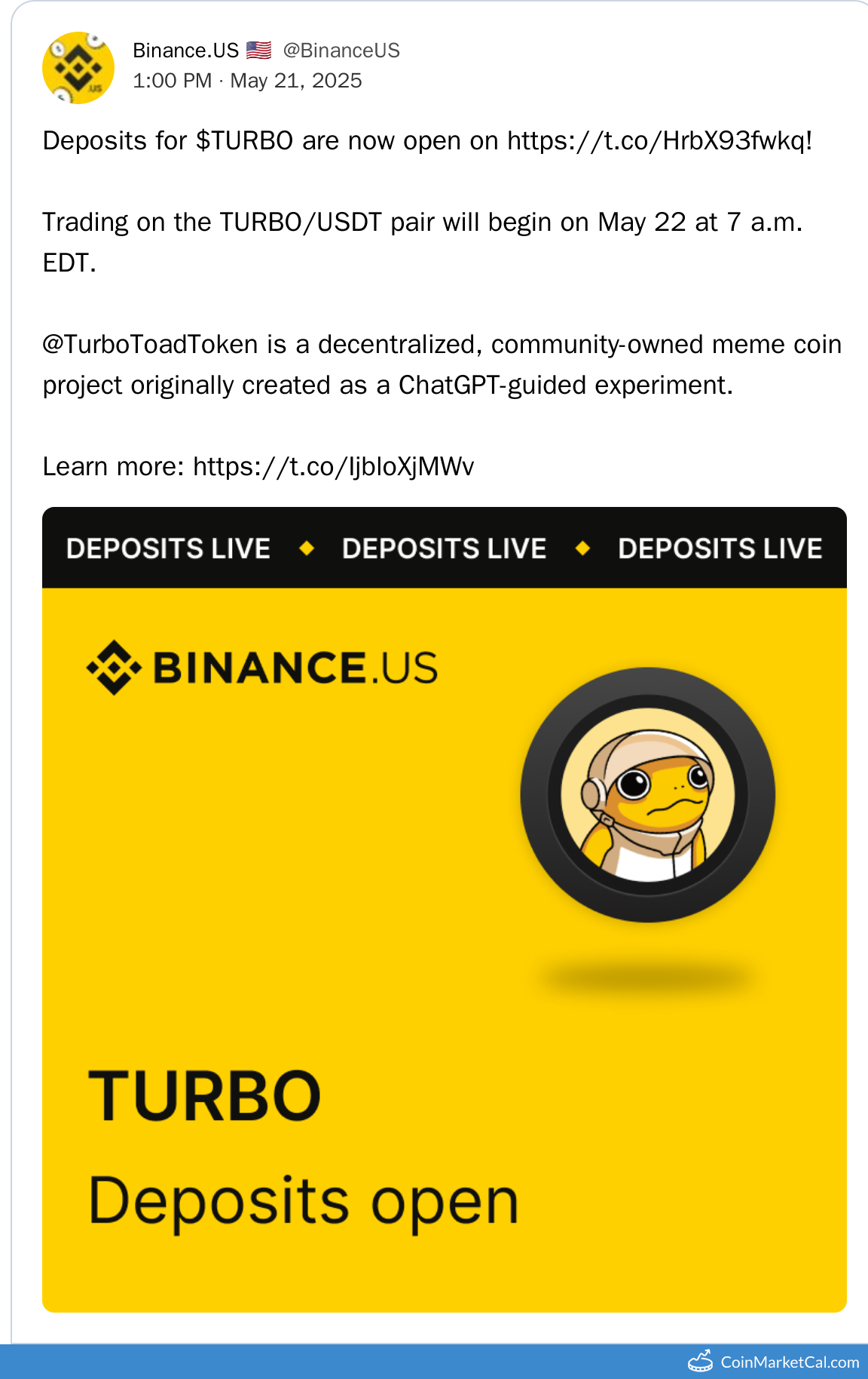 Binance.US Listing