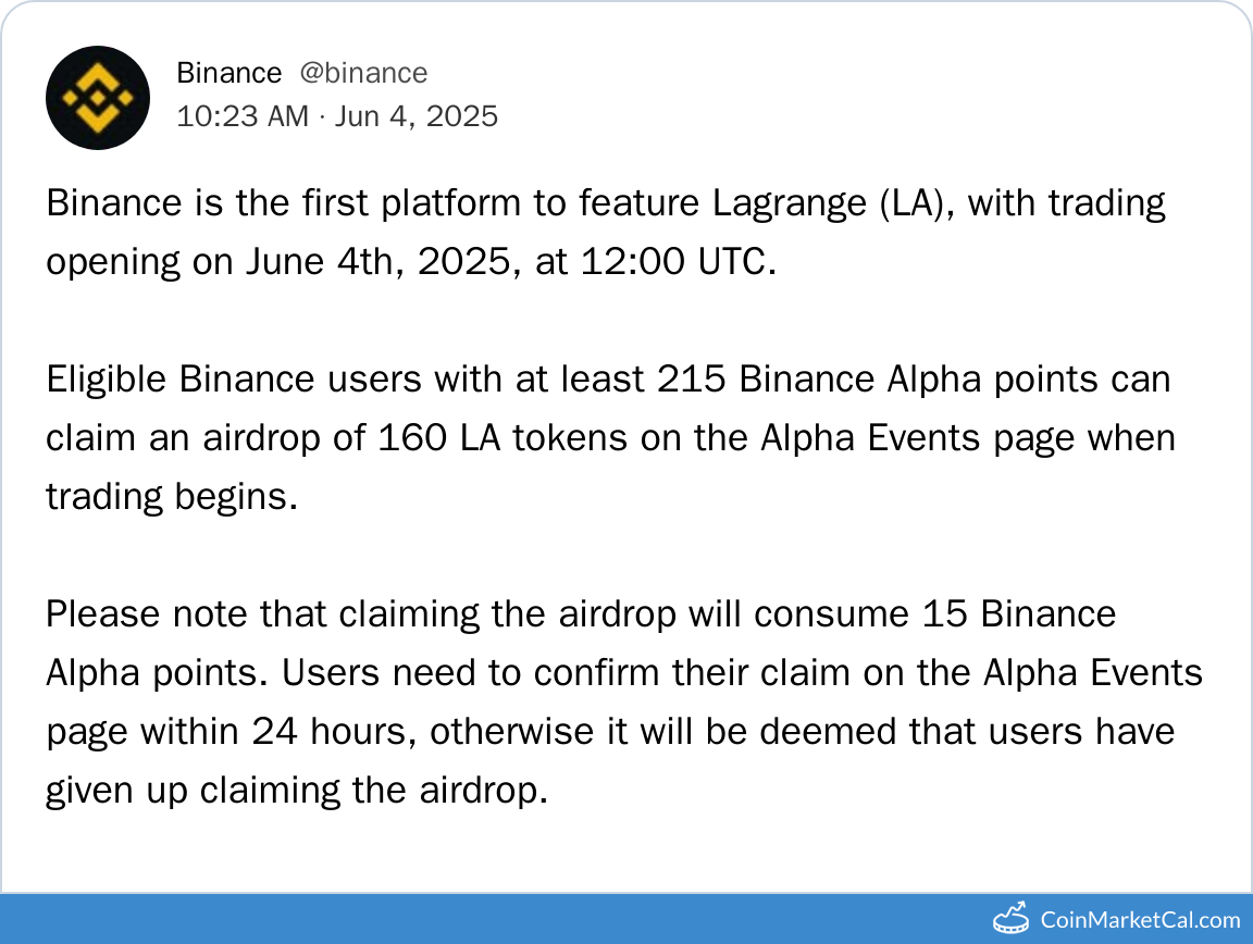 Binance LA Listing Airdrop