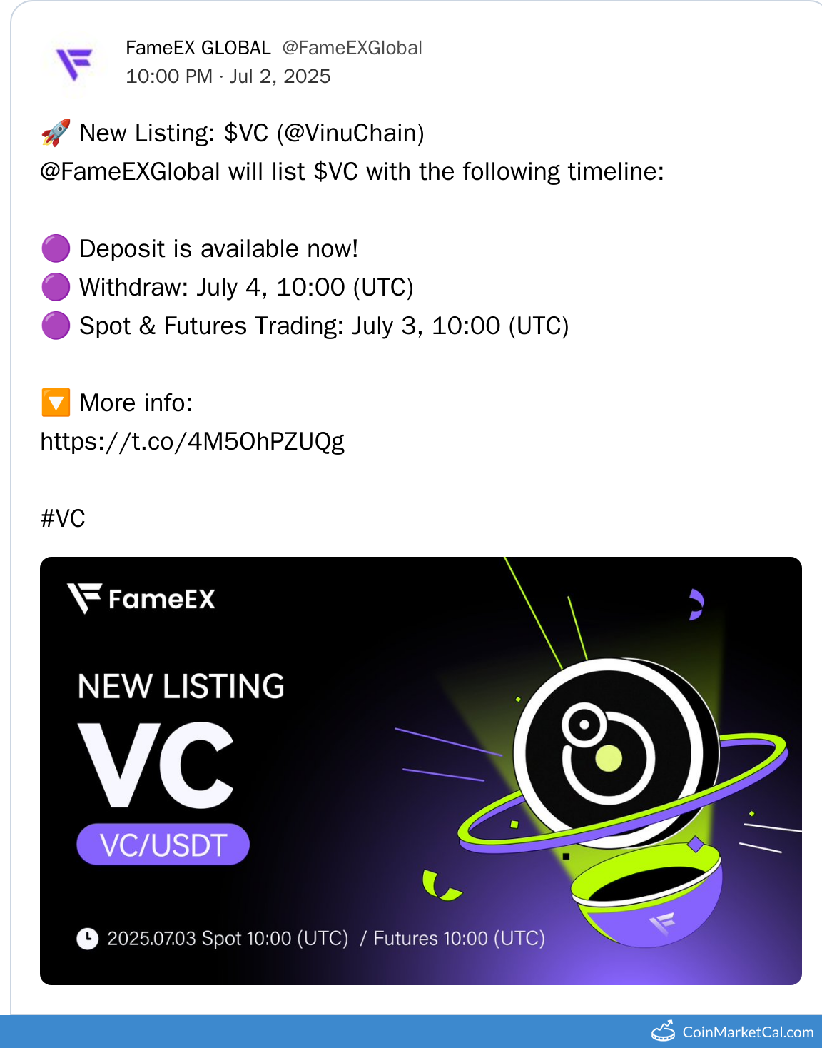 FameEX Listing