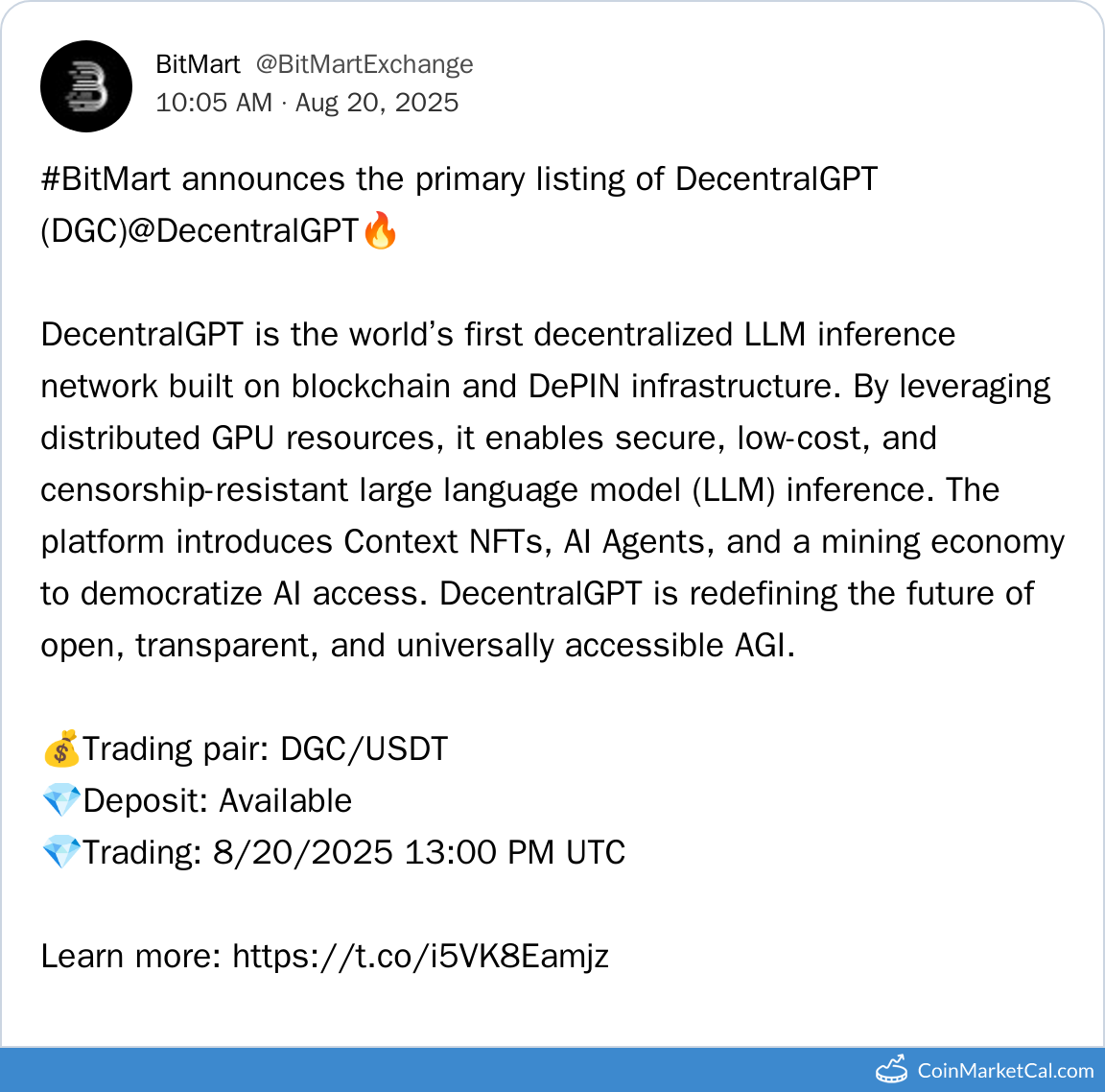 BitMart Listing