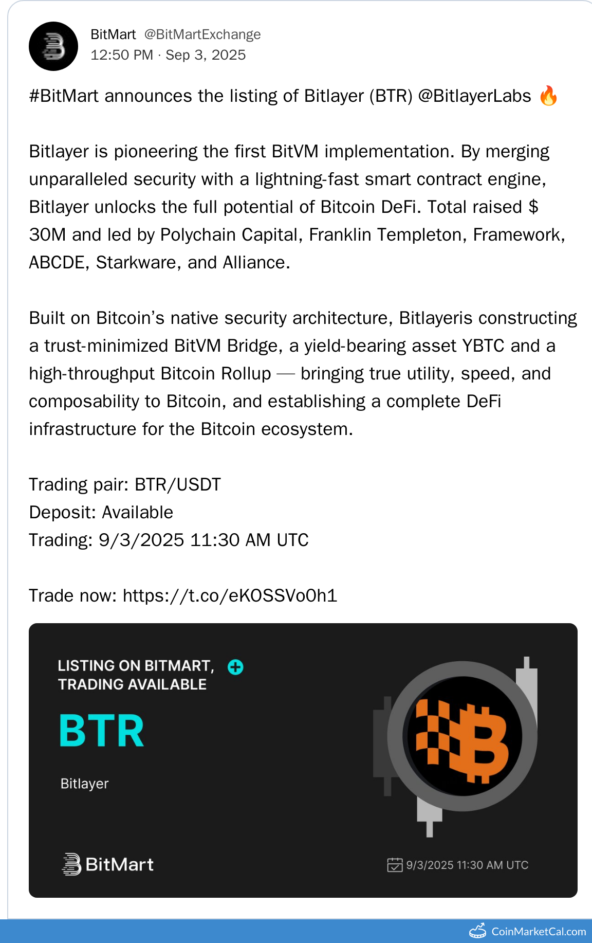 BitMart Listing