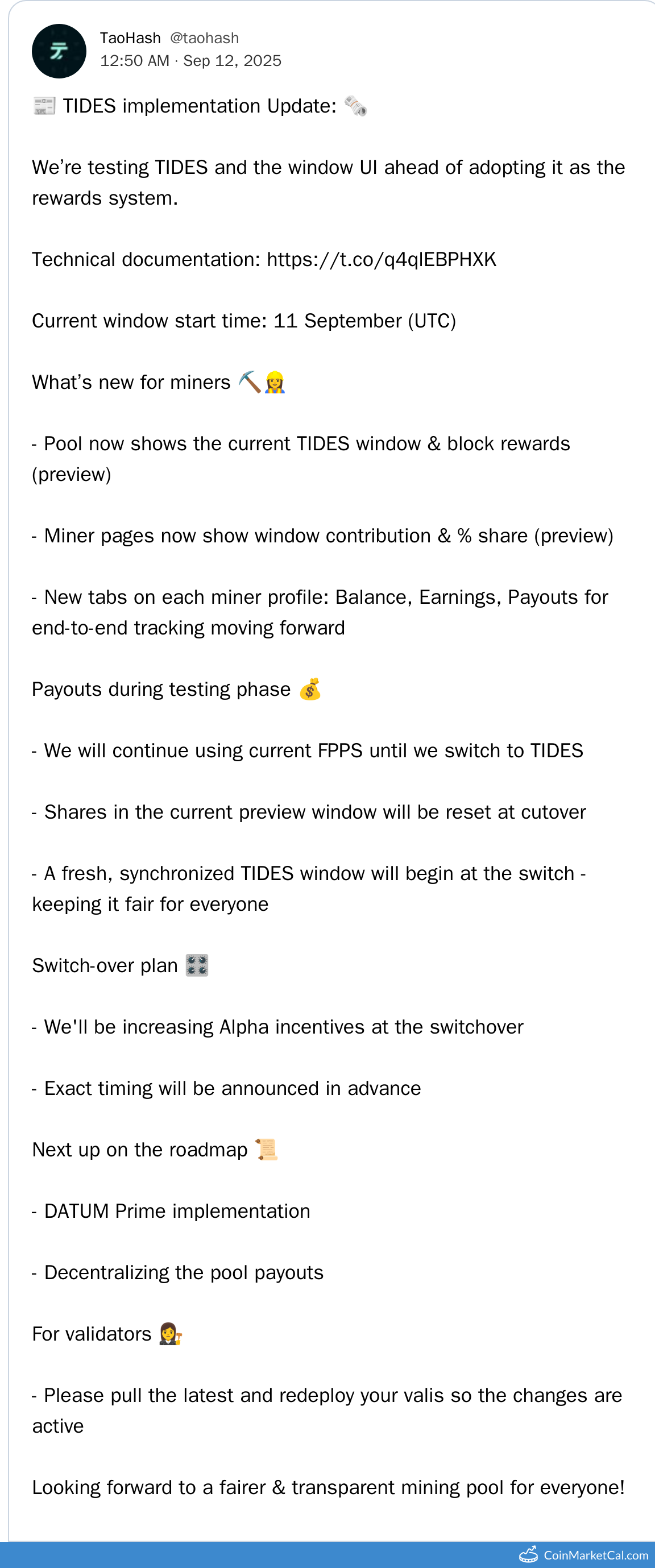TIDES Implementation Info