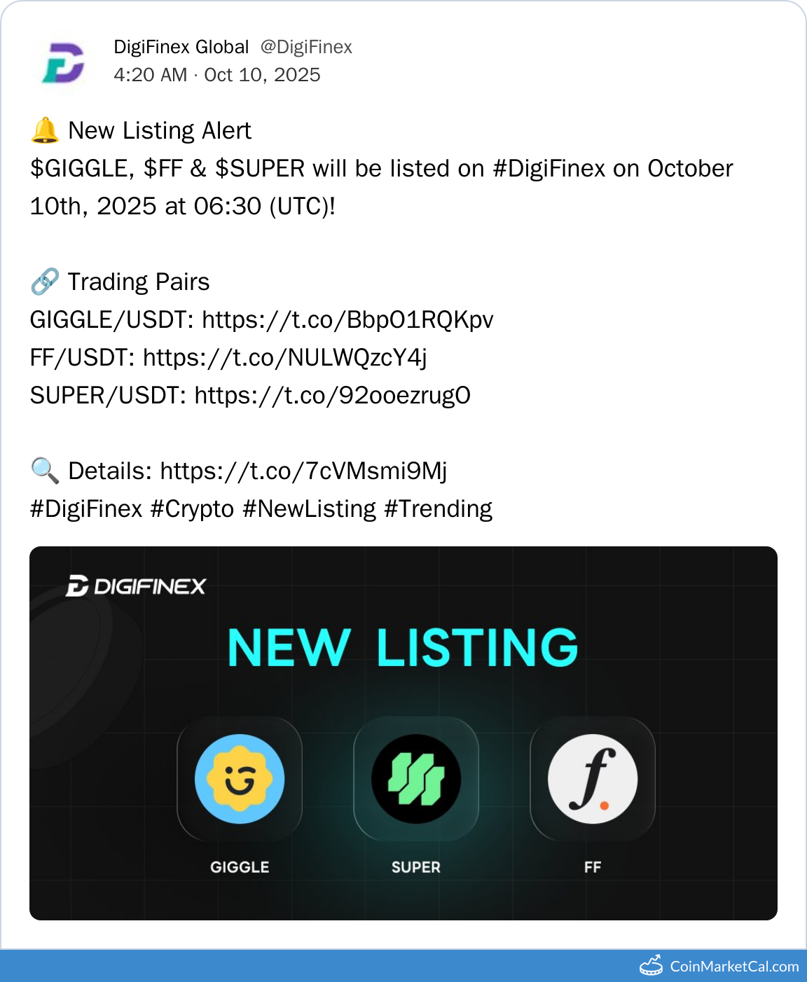 DigiFinex Listing