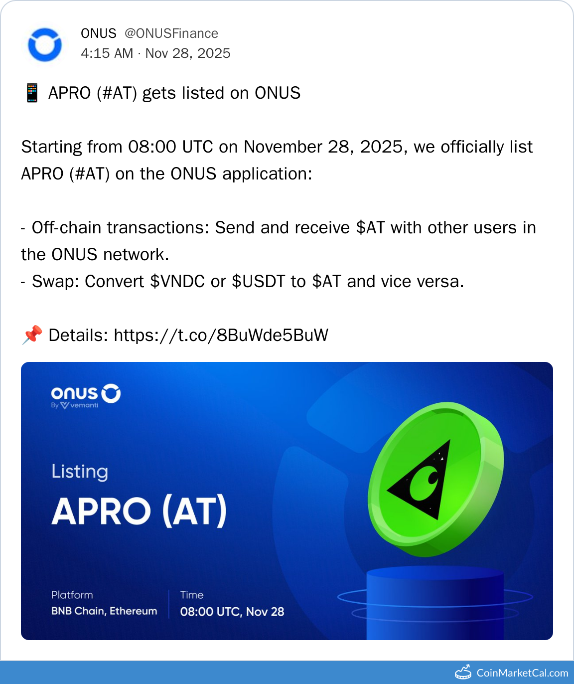 ONUS Listing