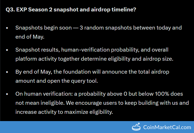 EXP Airdrop Snapshot