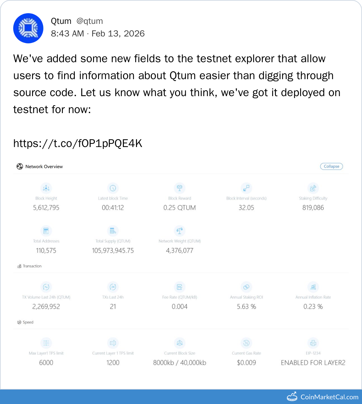 Testnet Explorer Update