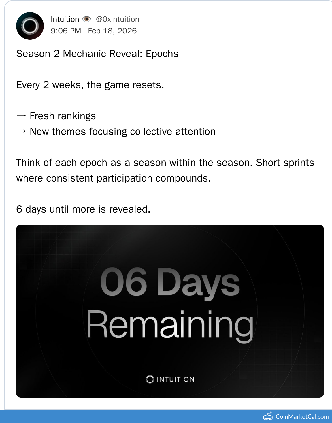 Season 2 Epoch Reveal