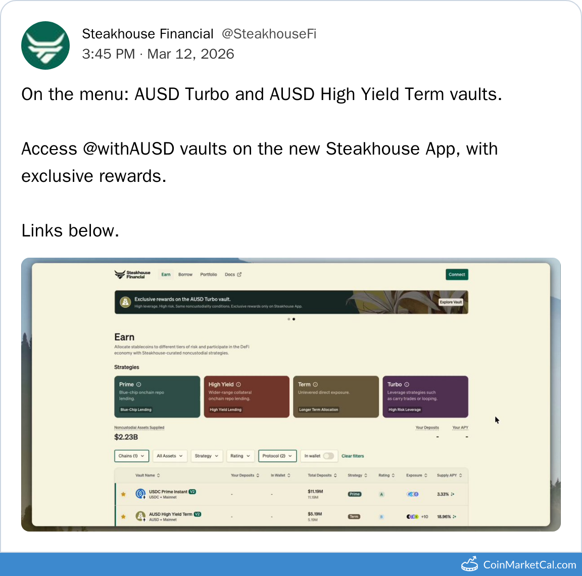 AUSD Turbo & Yield Vaults
