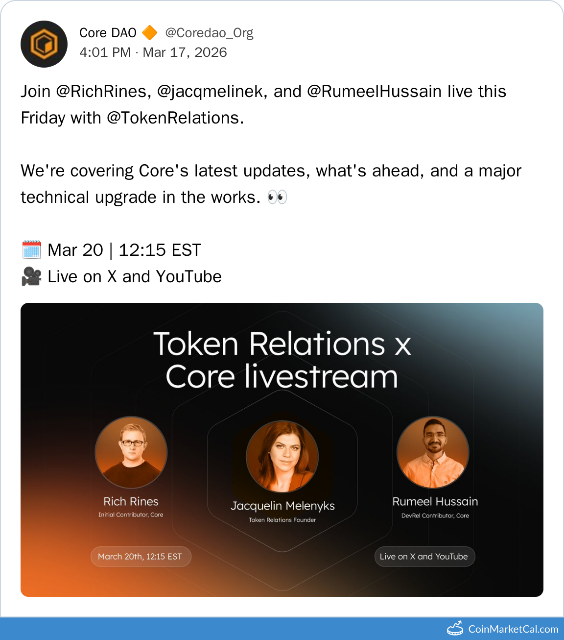 Token Relations Stream
