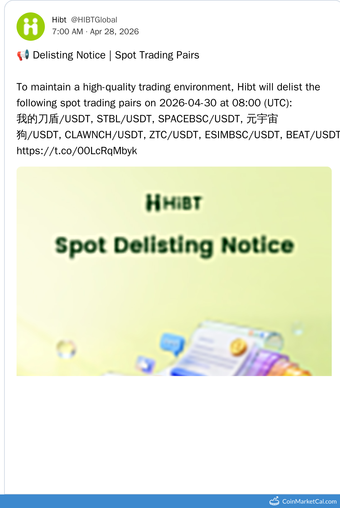 Hibt Delisting