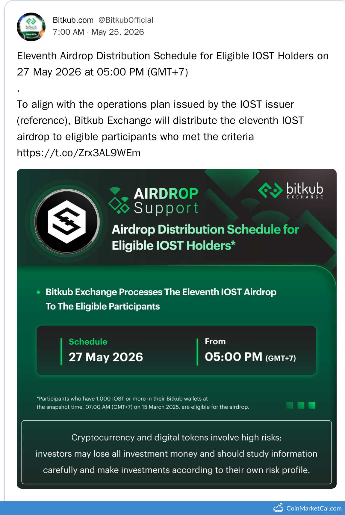 Eleventh IOST Airdrop