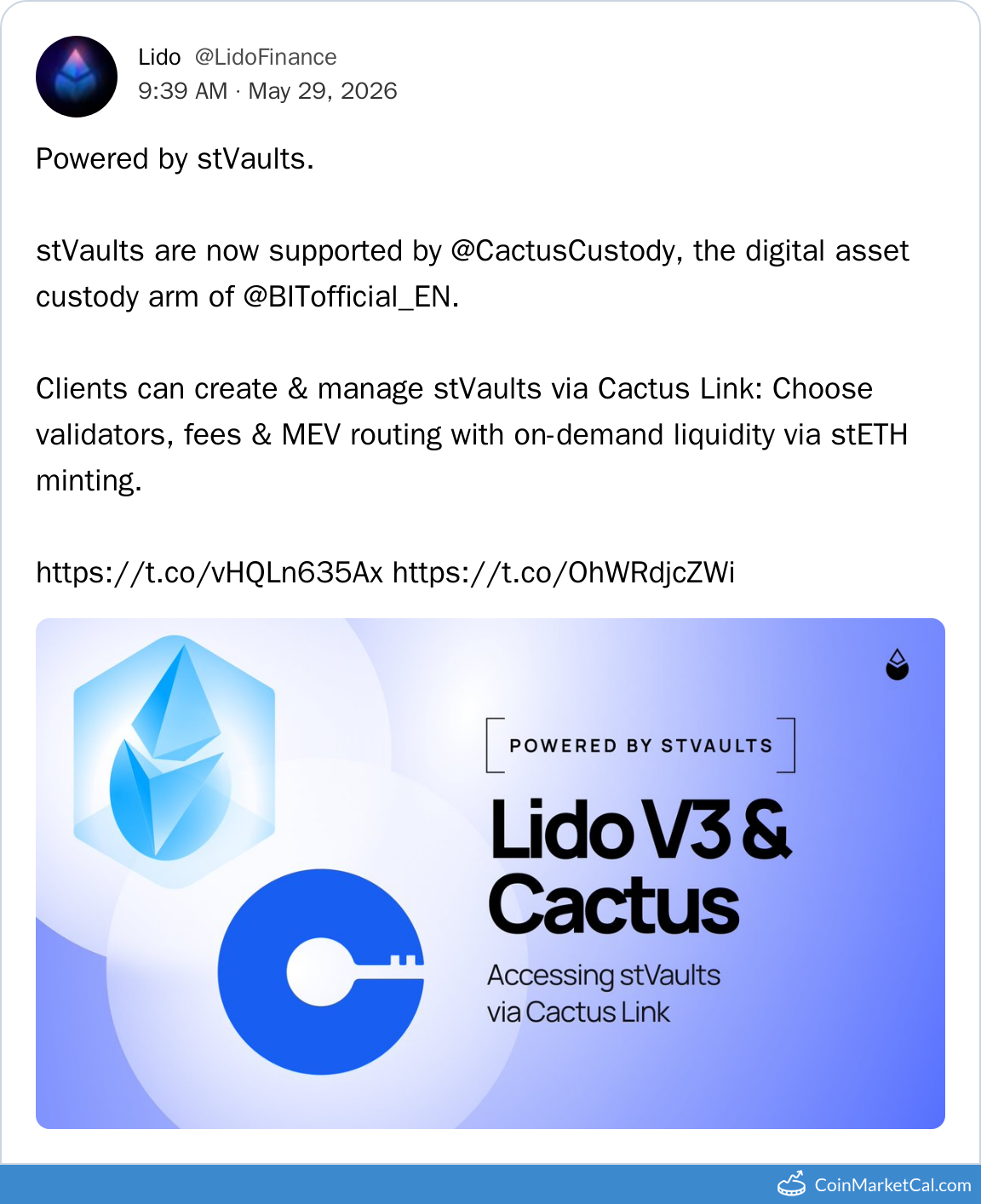 StVaults & Cactus Custody